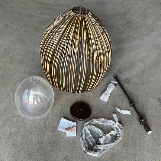 TROY LIGHTING Holden Weave Faux Reed Outdoor Chandelier 25"w X 41"h Brown F753