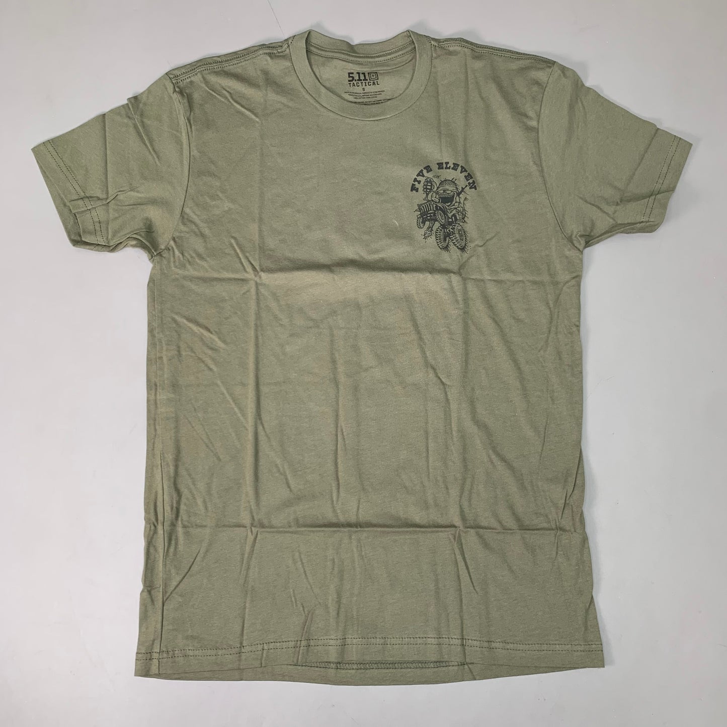 5.11 TACTICAL Crazy Willy T-Shirt 100% Cotton 225 Military Green Sz S #76195