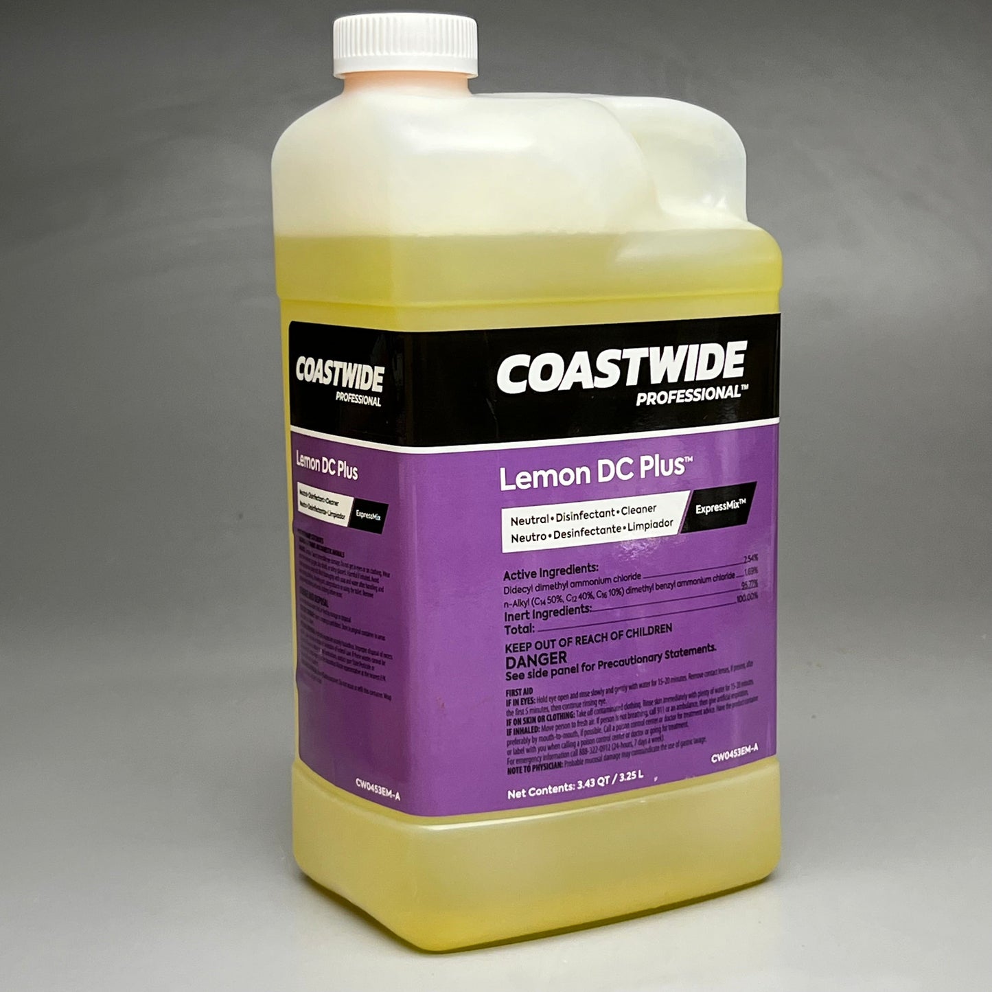 COASTWIDE PROFESSIONAL (2 Pack) Disinfectant Concentrate Cleaner Lemon DC Plus 3.25 L