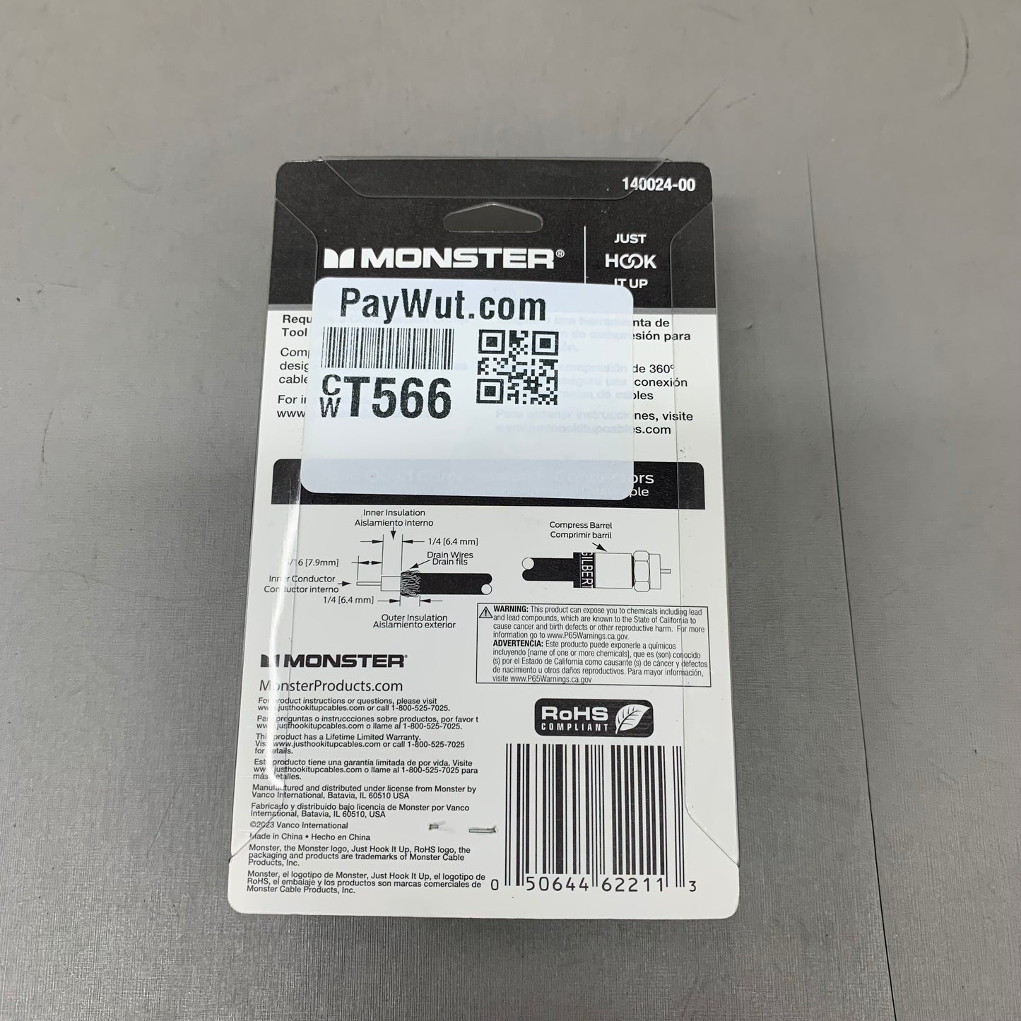 MONSTER Connector RG6 10(Pack) for PC Audio Transmission 1.3"x3.5"x5.8" Black 140024-00