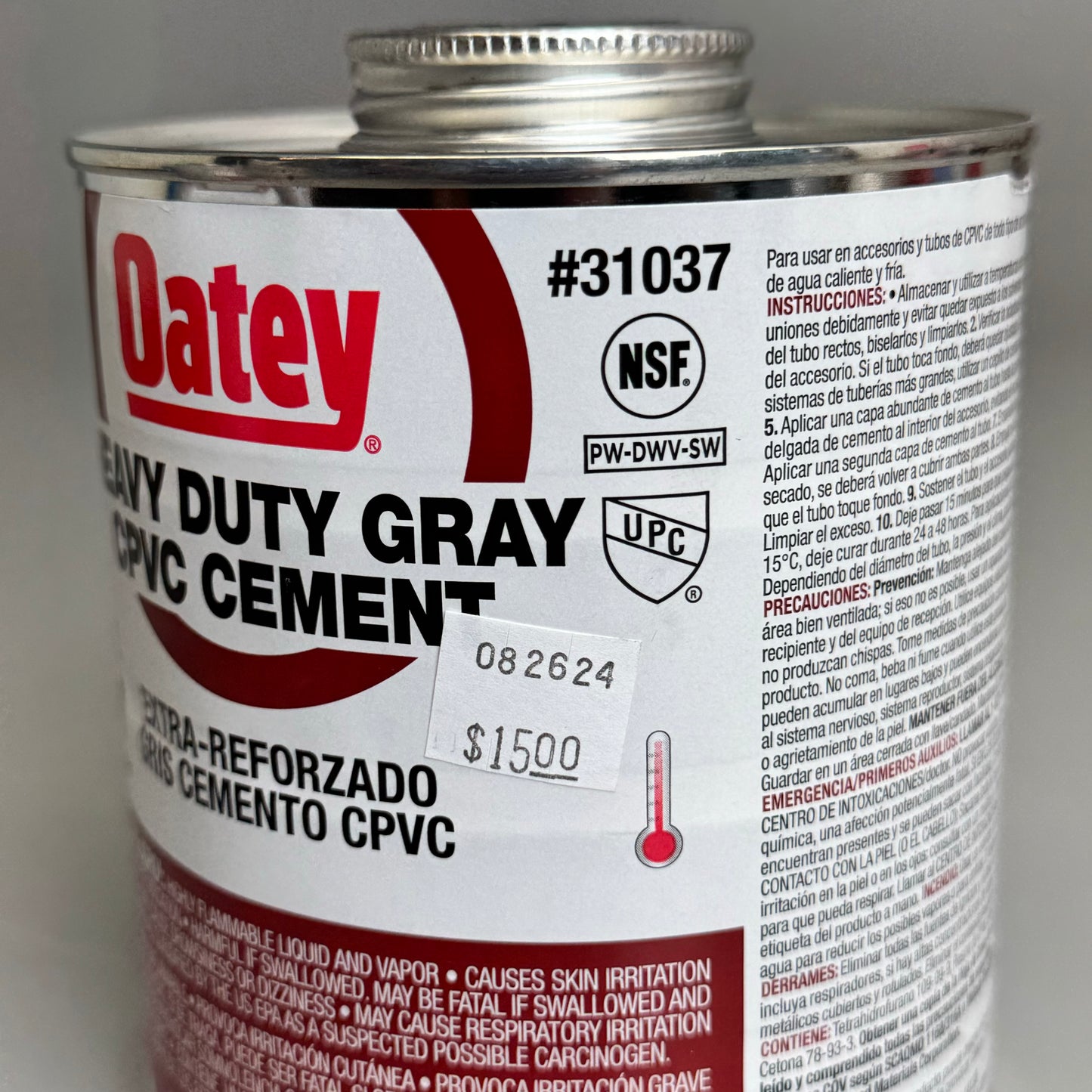 OATEY Brush In Can CPVC Cement Heavy Duty Gray 32 oz Model 31037