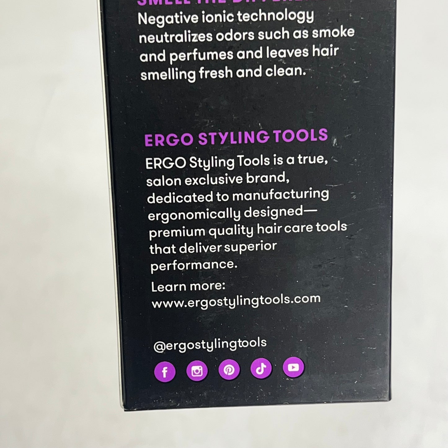 ERGO Ionic Ceramic Round Hair Brush Tourmaline Crystal Complex 1 3/4" Black ER43