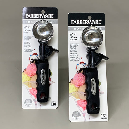 FARBERWARE (2 PACK!) Professional Lever Ice Cream Scoop 8 1/2" x 2" Black 79142-93