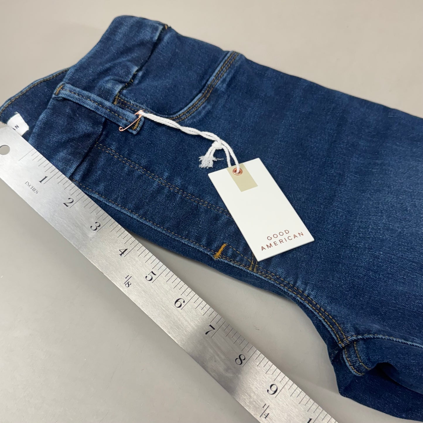 GOOD AMERICAN Power Stretch Pull On Flare Jeans Women's Sz 2/M Indigo491 GLF478TE