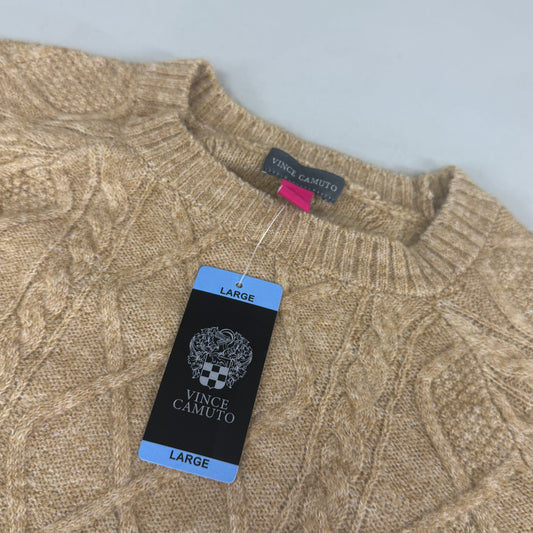 VINCE CAMUTO Cable Knit Sweater Women's Sz-L Latte Heather SC2895