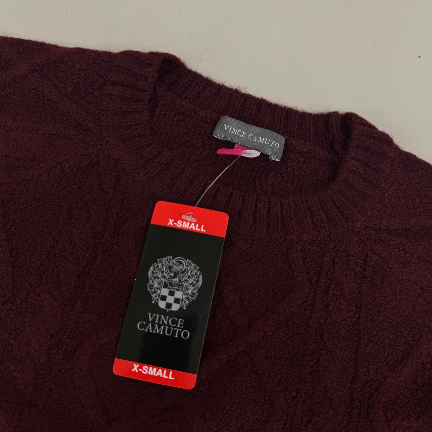 VINCE CAMUTO Cable Knit Sweater Women's Sz-XS Wine SC2895