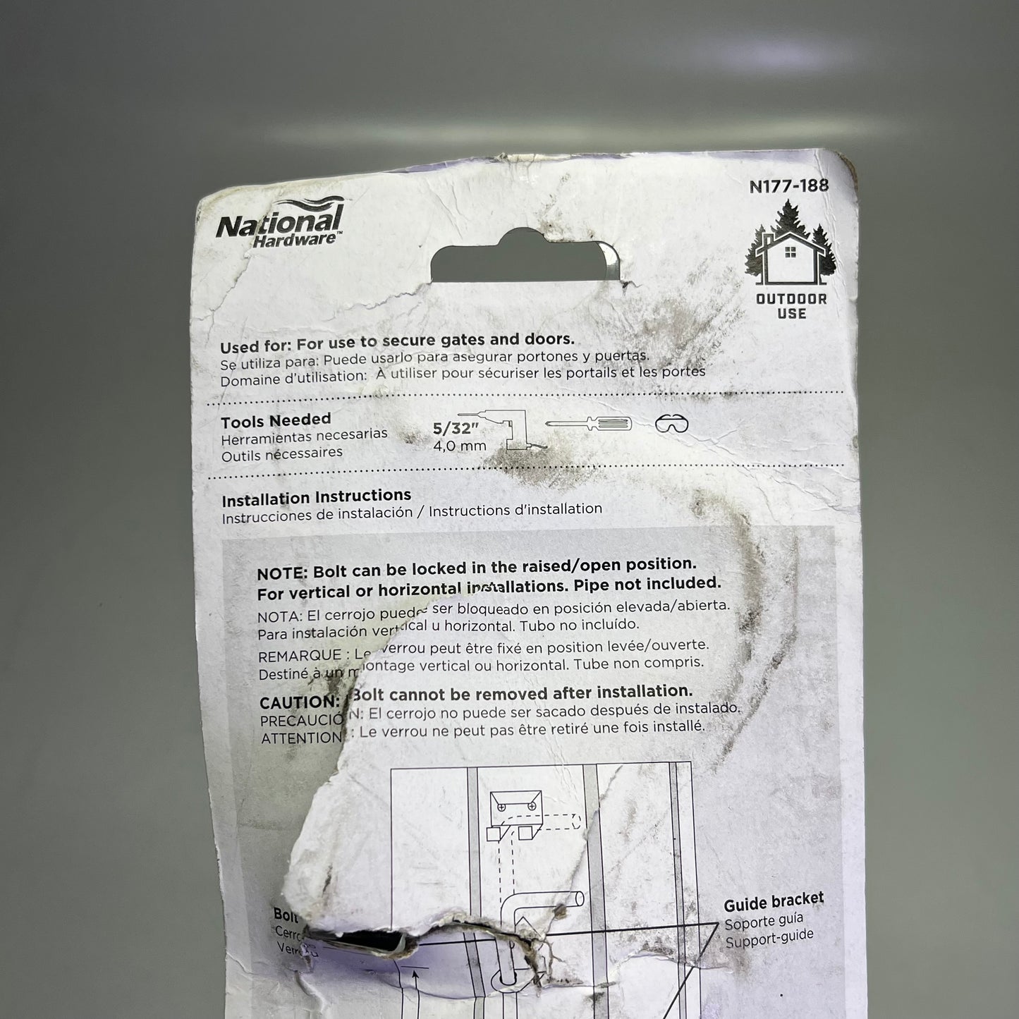 ZA@ NATIONAL HARDWARE Cane Bolt Gate Latch 1/2" x 18" Black N177-188