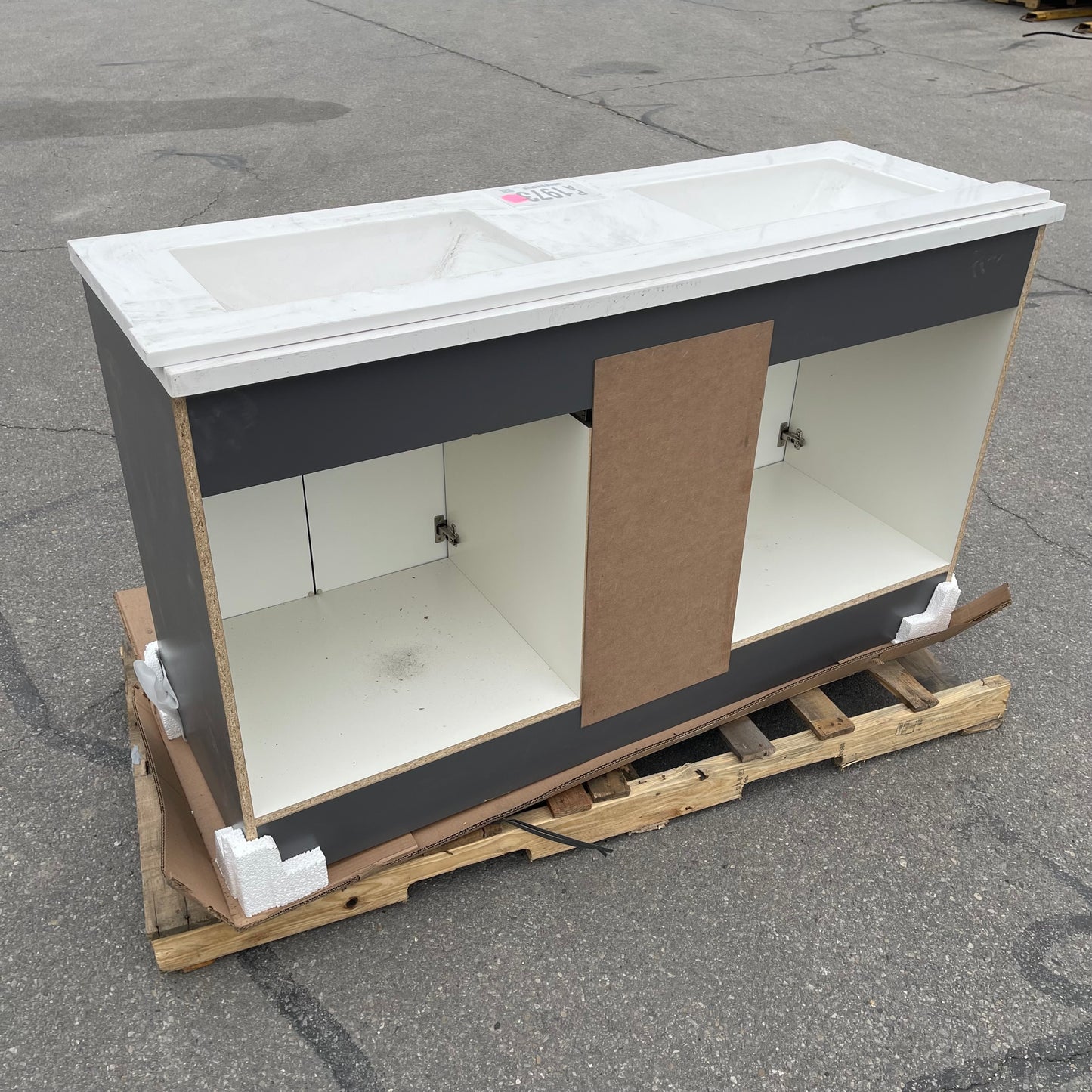 ZA@ Pallet of HOME DEPOT Thornbriar Double Sink Bath Vanity 61” TB60P2V17-CT (AS-IS)