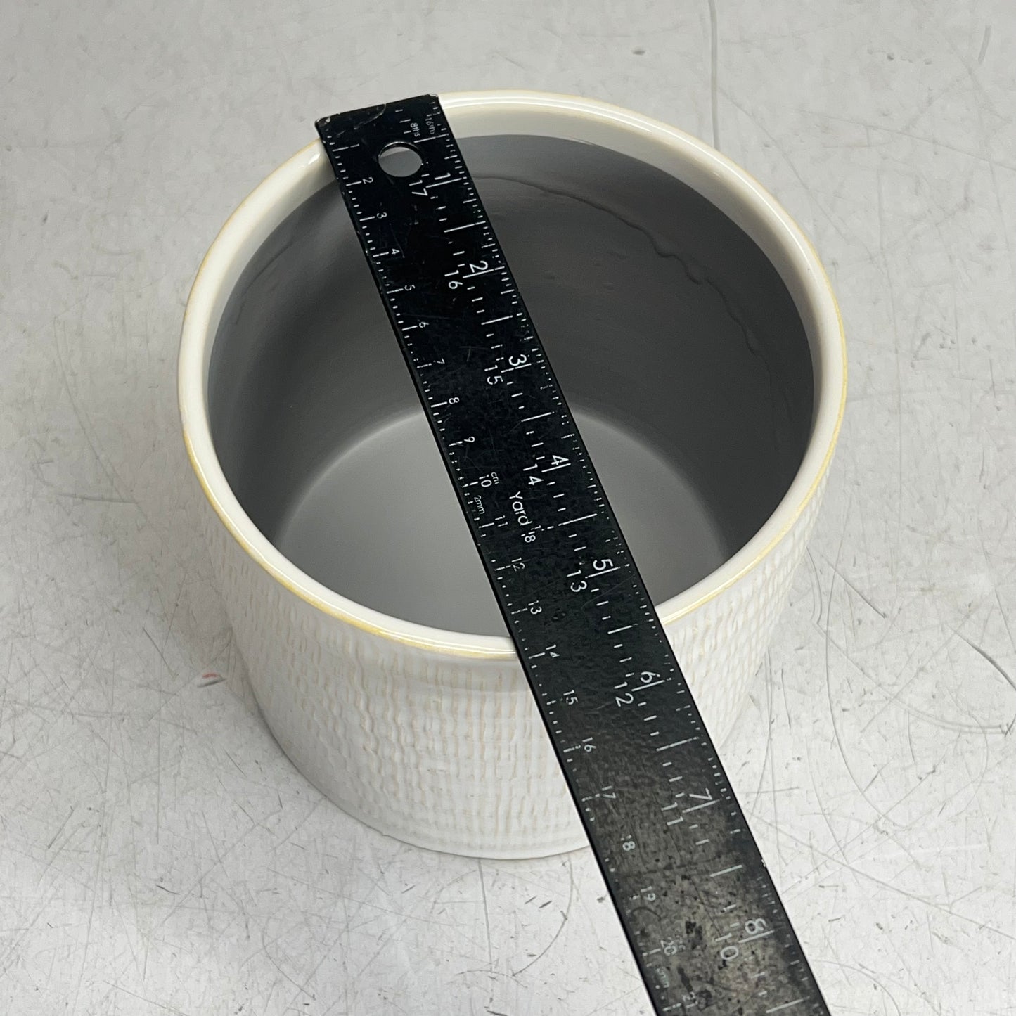 SILVER TREE Glazed Ripple Ceramic Plant Pot  6.5" x 5" Crème/Oatmeal A11032