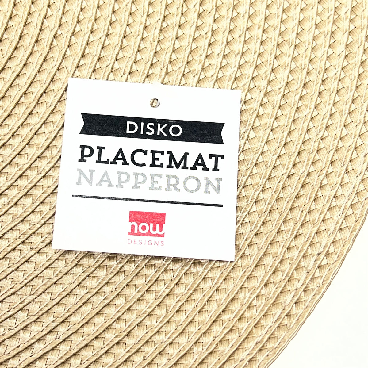 NOW DESIGNS (4 PACK) Disko Placemat 100% Woven Polypropylene 15" Dia Taupe