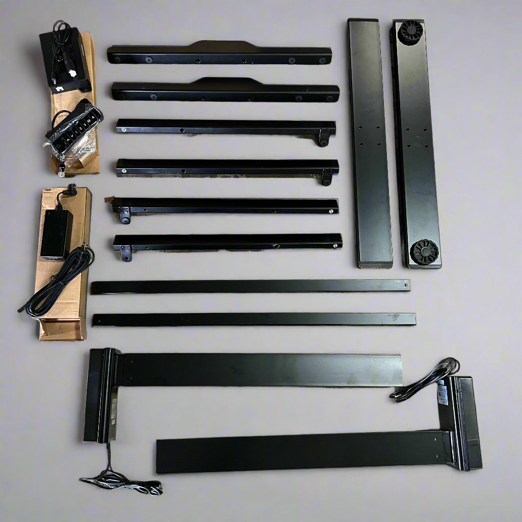 Dual Motor 2 Stage Height Adjustable Base Desk 2 Leg 220lbs Cap Black LOHI-S-BLK