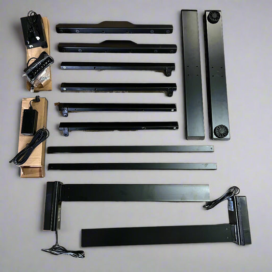 Dual Motor 2 Stage Height Adjustable Base Desk 2 Leg 220lbs Cap Black LOHI-S-BLK