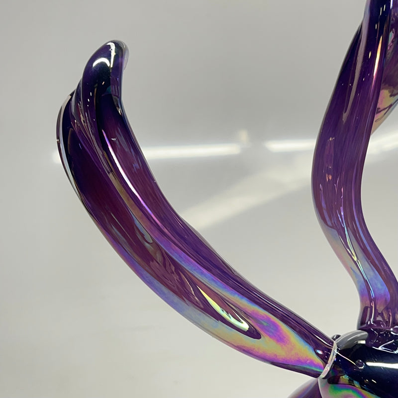 HUNT SLONEM Hand Blown Bunny Scuplture  13" L Rainbow Chromatic Hue