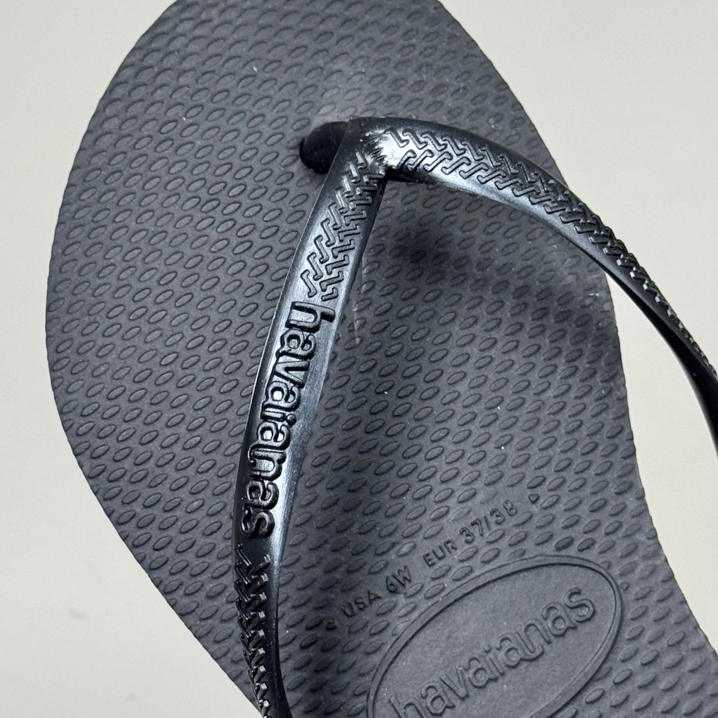 ZA@ HAVAIANAS High Quality Rubber Slim Flip Flops Non-Slip Women's 6 Black 400030 A