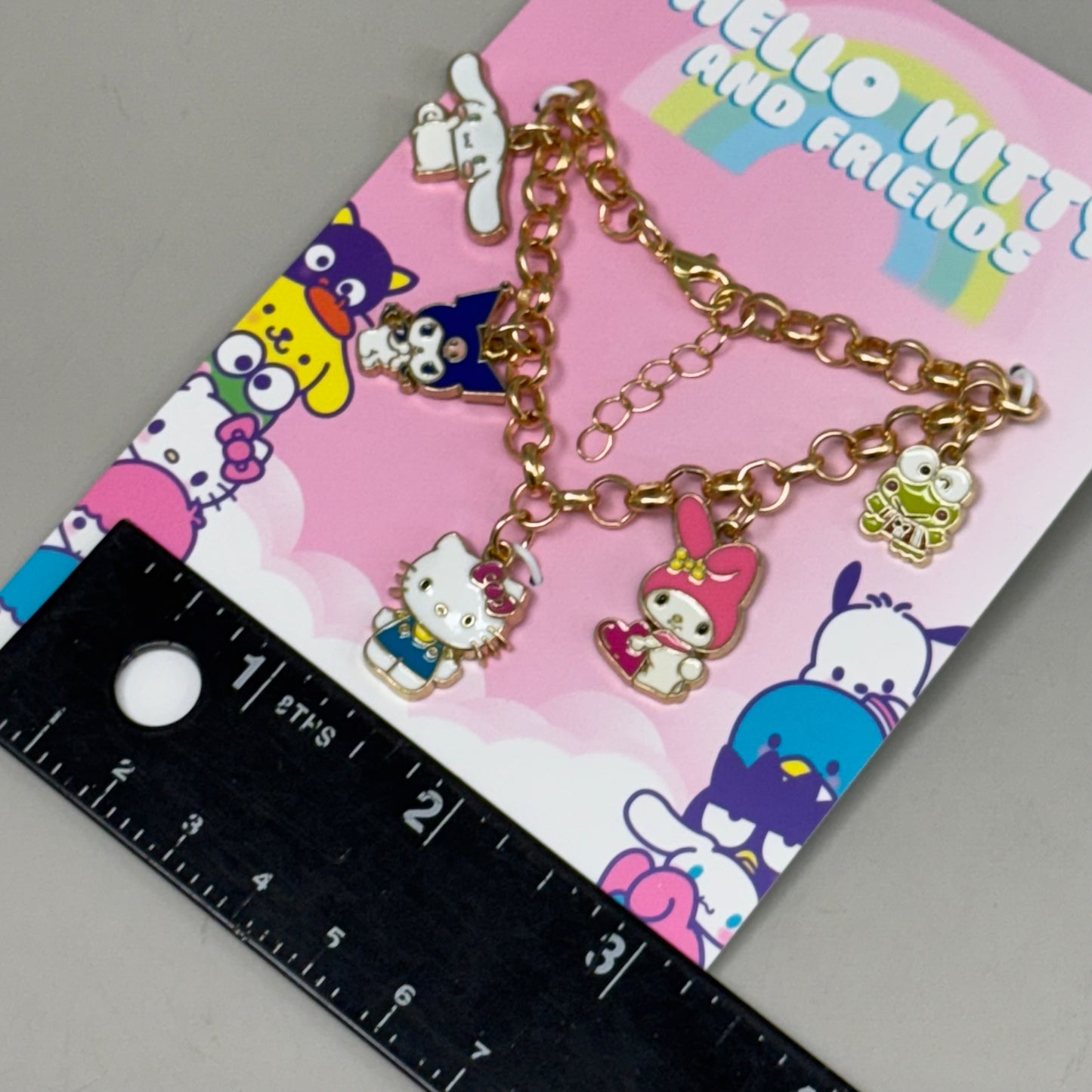 SANRIO Hello Kitty & Friends Charm Bracelet Gold-Tone Lobster Clamp Zinc 7" L