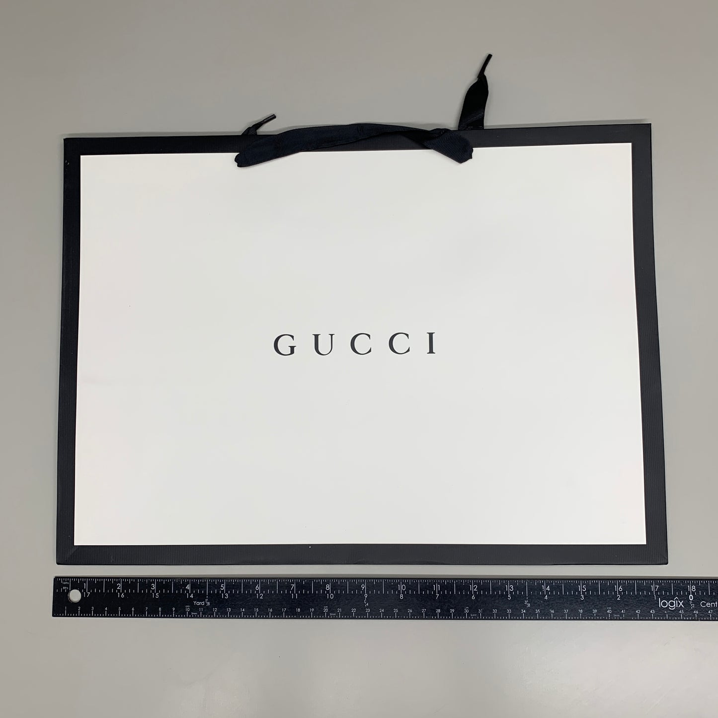 GUCCI Authentic Retail Store Gift Bag Tote Paper White / Black 17" x 12.5" x 5" (New)