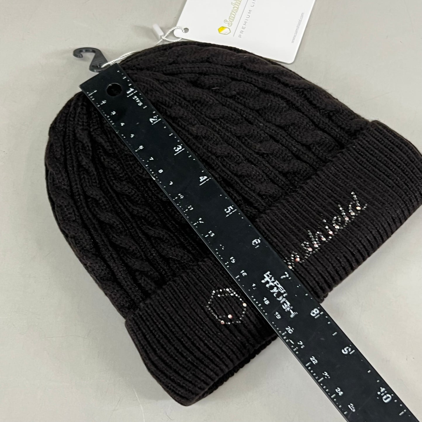 SAMSHIELD Mira Crystal Equestrian Beanie Hat Women's Sz One Size Fits All Black