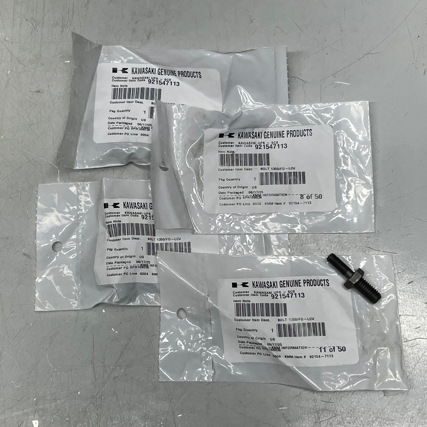 KAWASAKI  (4 PACK) Genuine OEM RXV Bolts For Carts E-Z-GO 603549