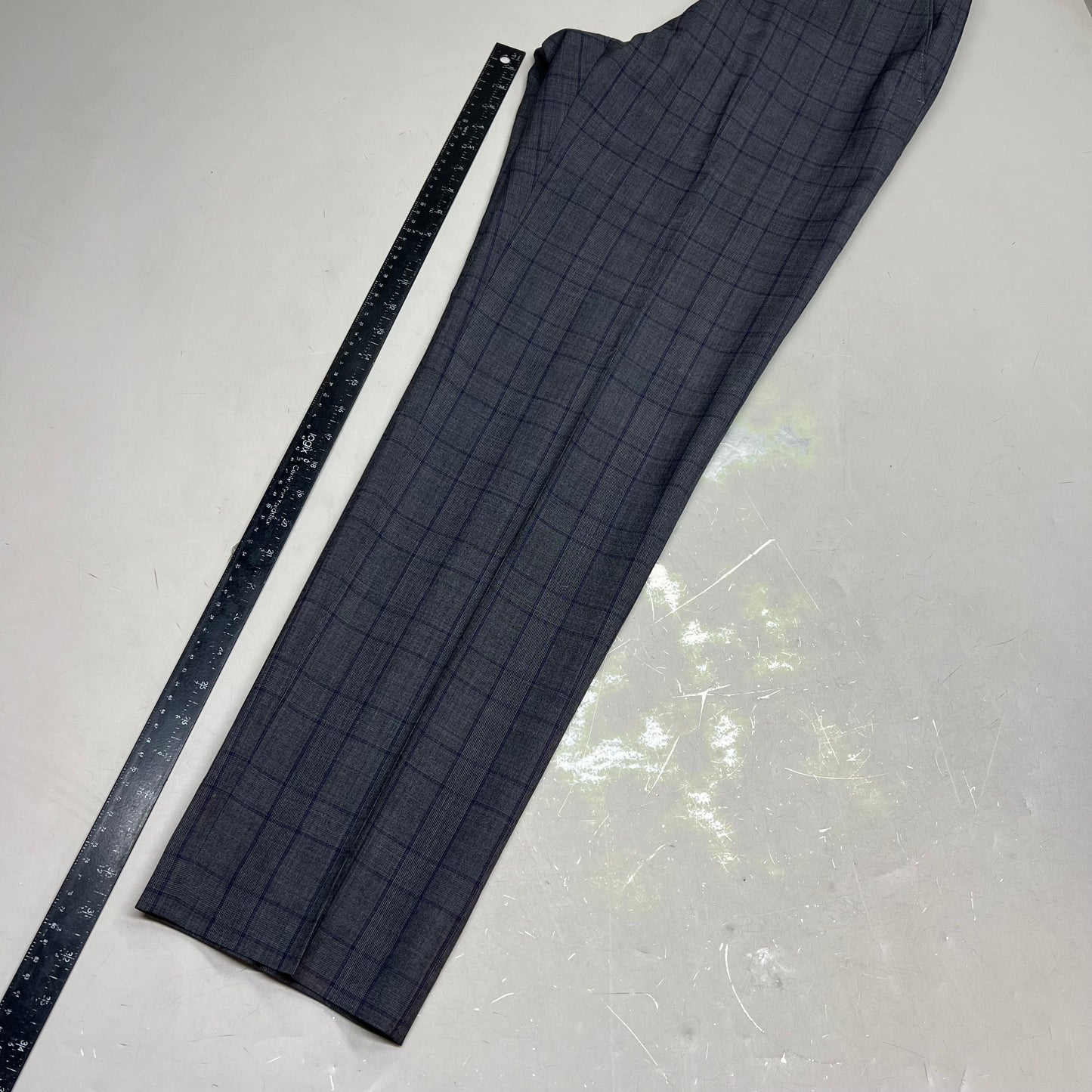 RALPH LAUREN  70% Wool Hand Tailored Suit Set Men's Sz 42 L Grey Purple Plaid (Pre-Owned)