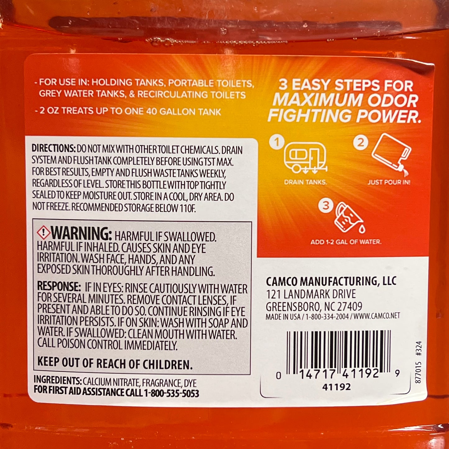 ZA@ CAMCO (2 PACK) Tst Max Rv Toilet Treatment Citrus Scent 32 fl oz Orange 41192