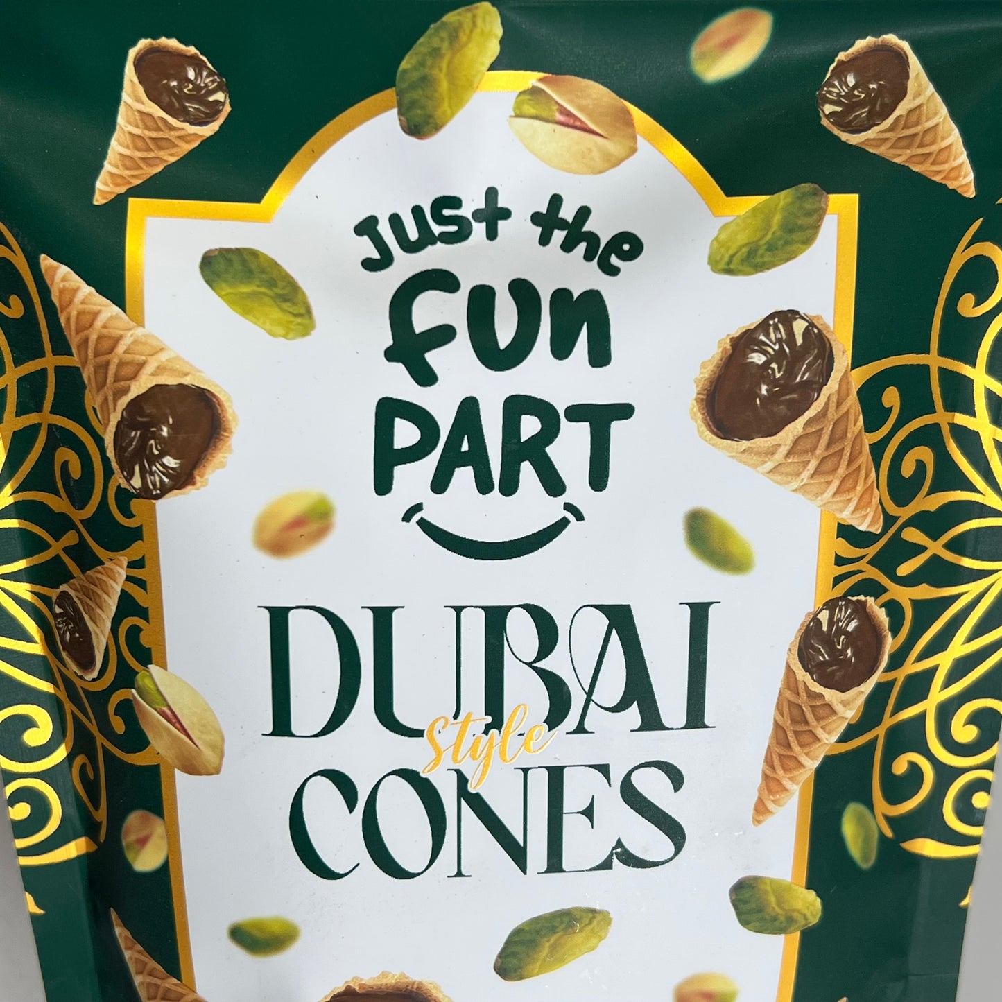 JUST THE FUN PART (6 PACK) Dubai Style Cones Bite Sized Treats 4.23 oz  BB 02/28