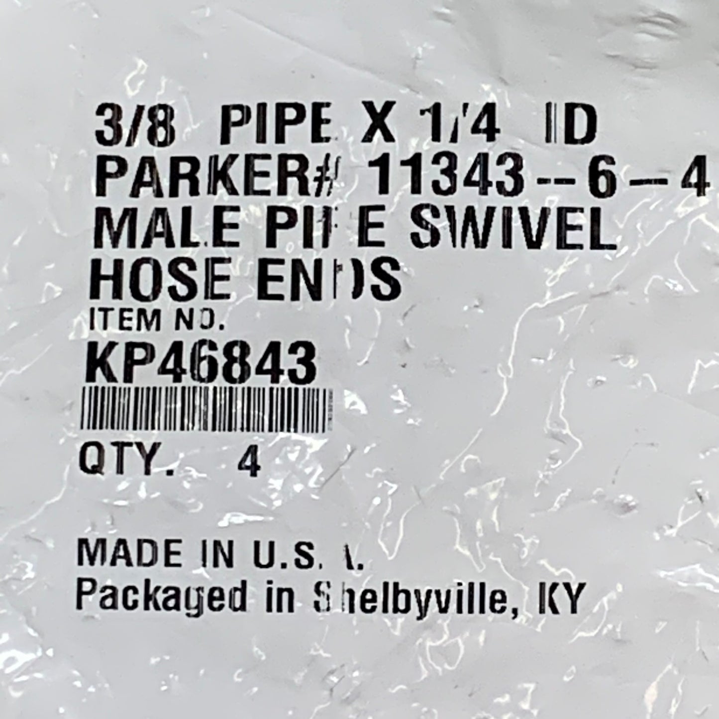 PARKER (4 PACK) Hydraulic Hose Male Pipe Swivel Hose Ends 3/8" x 1/4" Steel KP46843