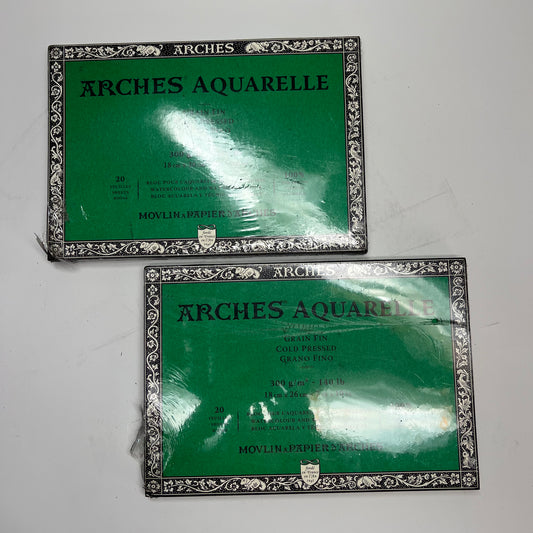 ZA@ ARCHES (2 PACK, 20 SHEETS EACH) Watercolor Paper Block 7"x8" 140 lb White A1795058 (As-Is)