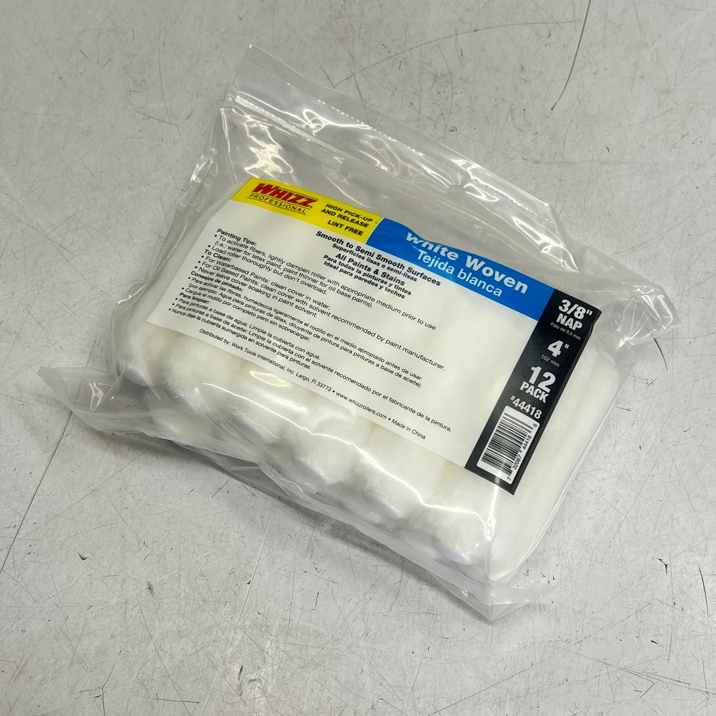WHIZZ PROFESSIONAL (12 PACK) High Pick-up & Release 3/8" Nap 4" L White 44418