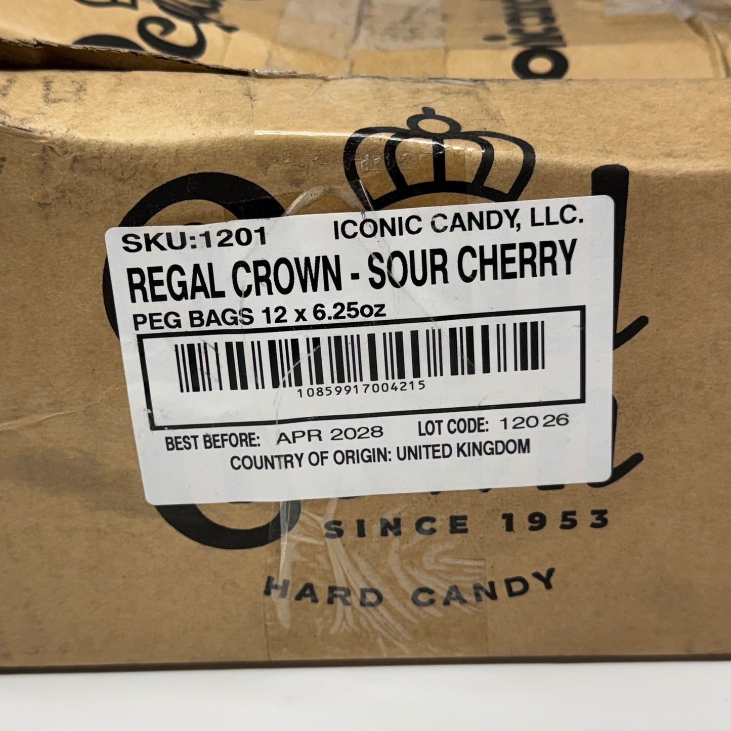 ZA@ ICONIC CANDY (12 PACK) Hard Candy Sour Cherry 6.25 oz BB 04/28