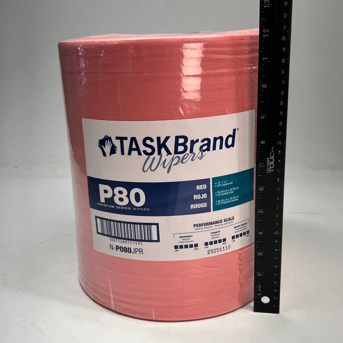 TASKBRAND Premium Series Wipers Sz 12" x 12" - Red P80
