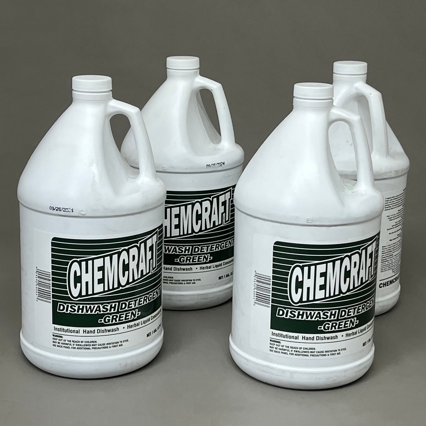 CHEMCRAFT (4 PACK!) Dishwasher Detergent Herbal Liquid 1 Gal Each Green BB-09/2024