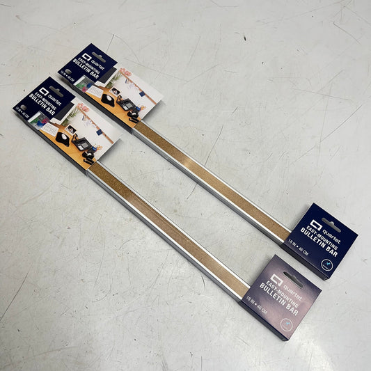 QUARTET (2 PACK) Bulletin Bar Aluminum Frame W/ Pins 18" Silver/Brown 2003