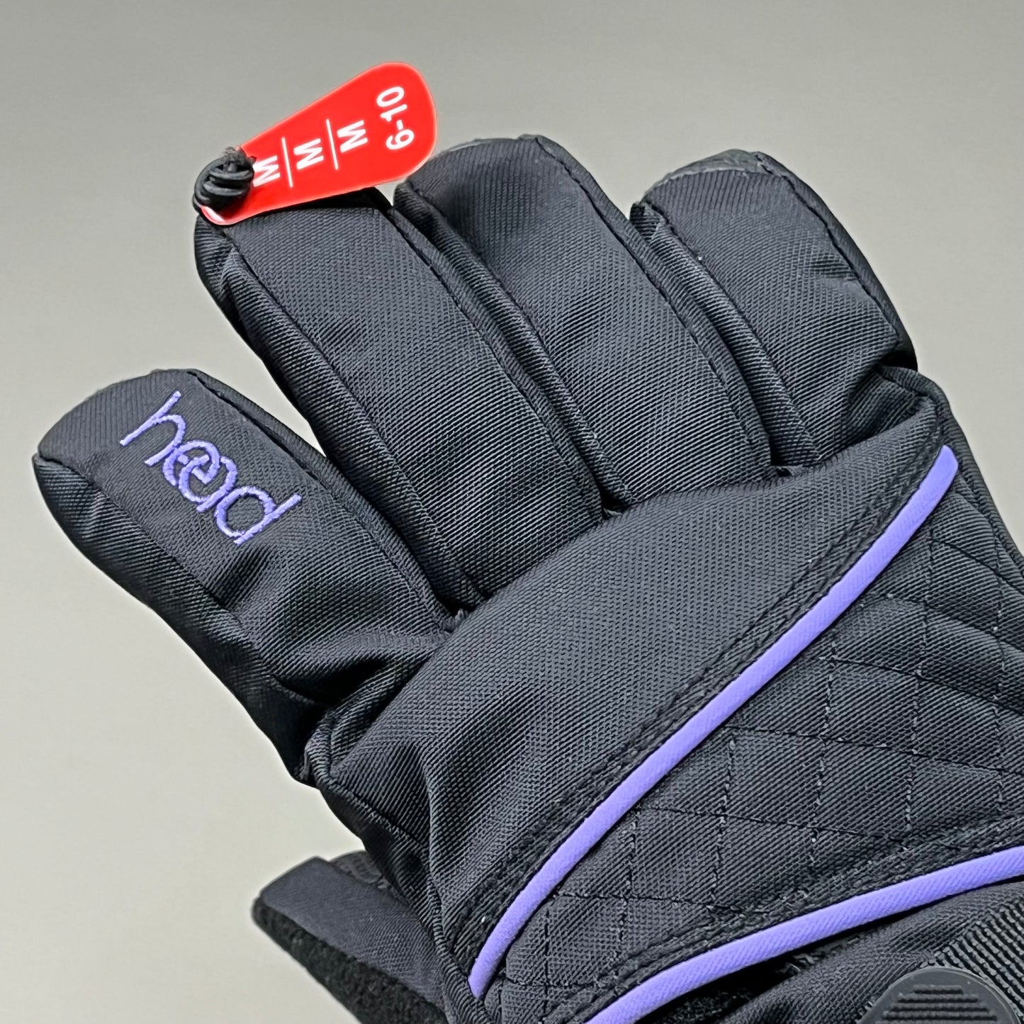 HEAD Waterproof Ski Gloves w/ Storage Pocket Junior SZ M Black/Purple 1601710