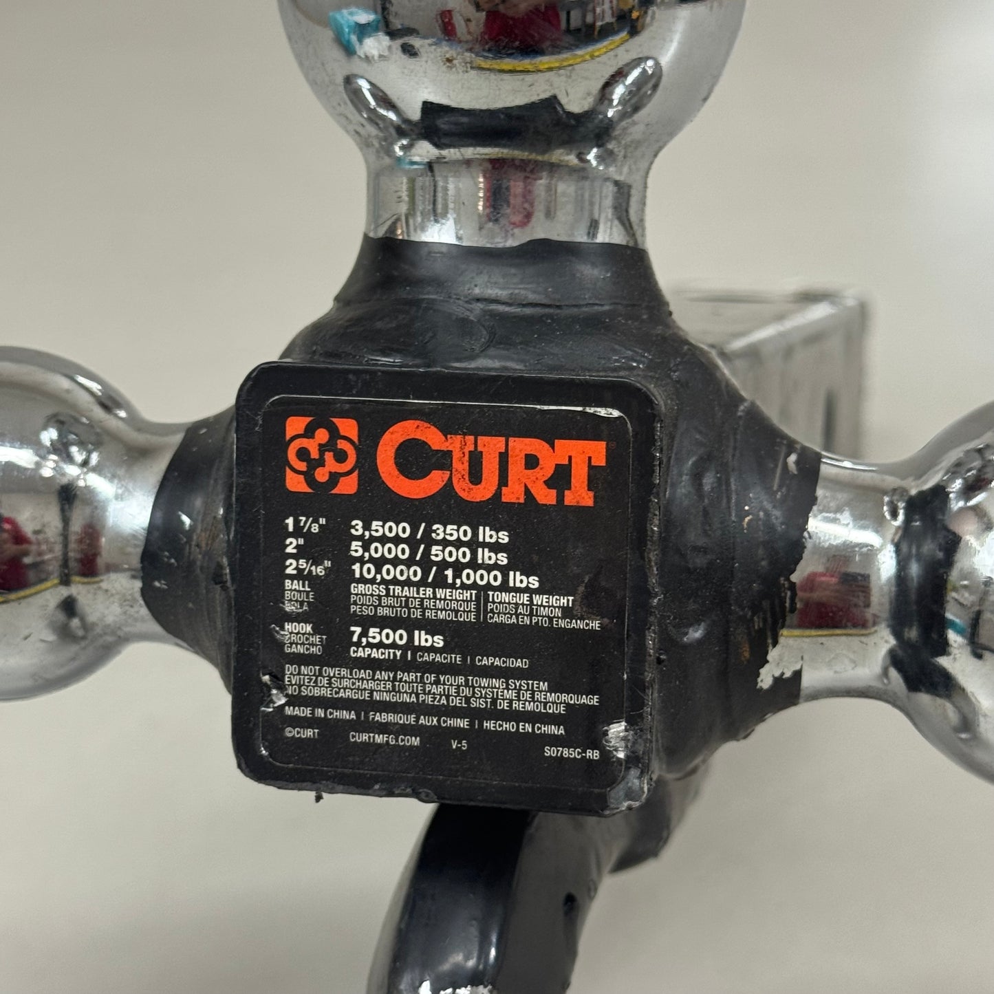 CURT Multi-Ball Mount & Hook 1' overall length Black 50785C-R8 (As-is )