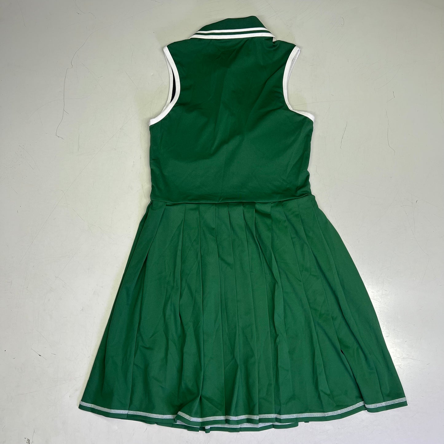 CHARMO Tennis Polo Dress Pleated Skirt W/ Shorts Women's Sz M Grass Green