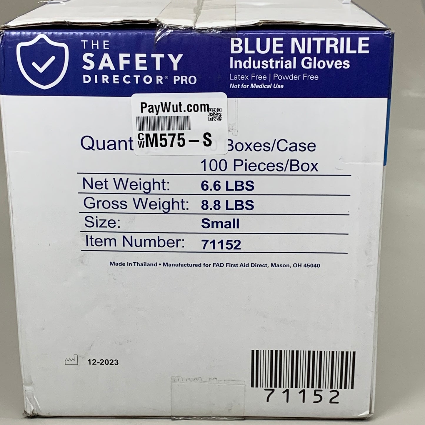 THE SAFTEY DIRECTOR (1000 PACK) Nitrile Industrial Gloves Latex Free Sz S 71154