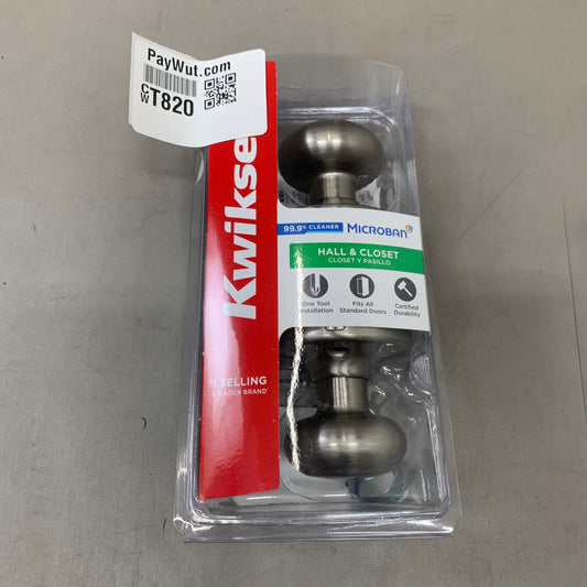 KWIKSET Closet Cove Passage Door Knob 2" Diameter Silver 92001-509