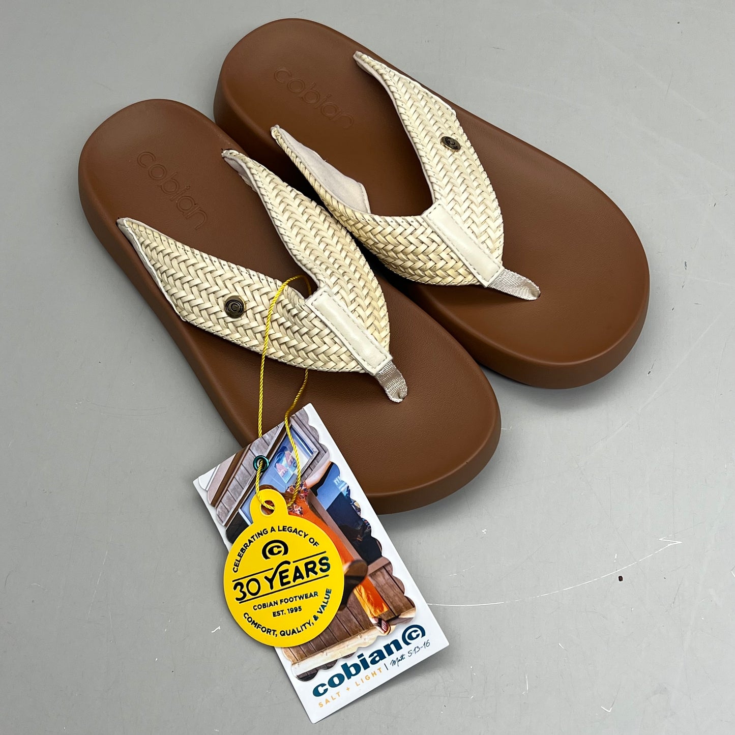 COBIAN Palmilla Braided Synthetic Leather Strap Women's Sz 6 EU 35.5 Cream PAL25-110-6