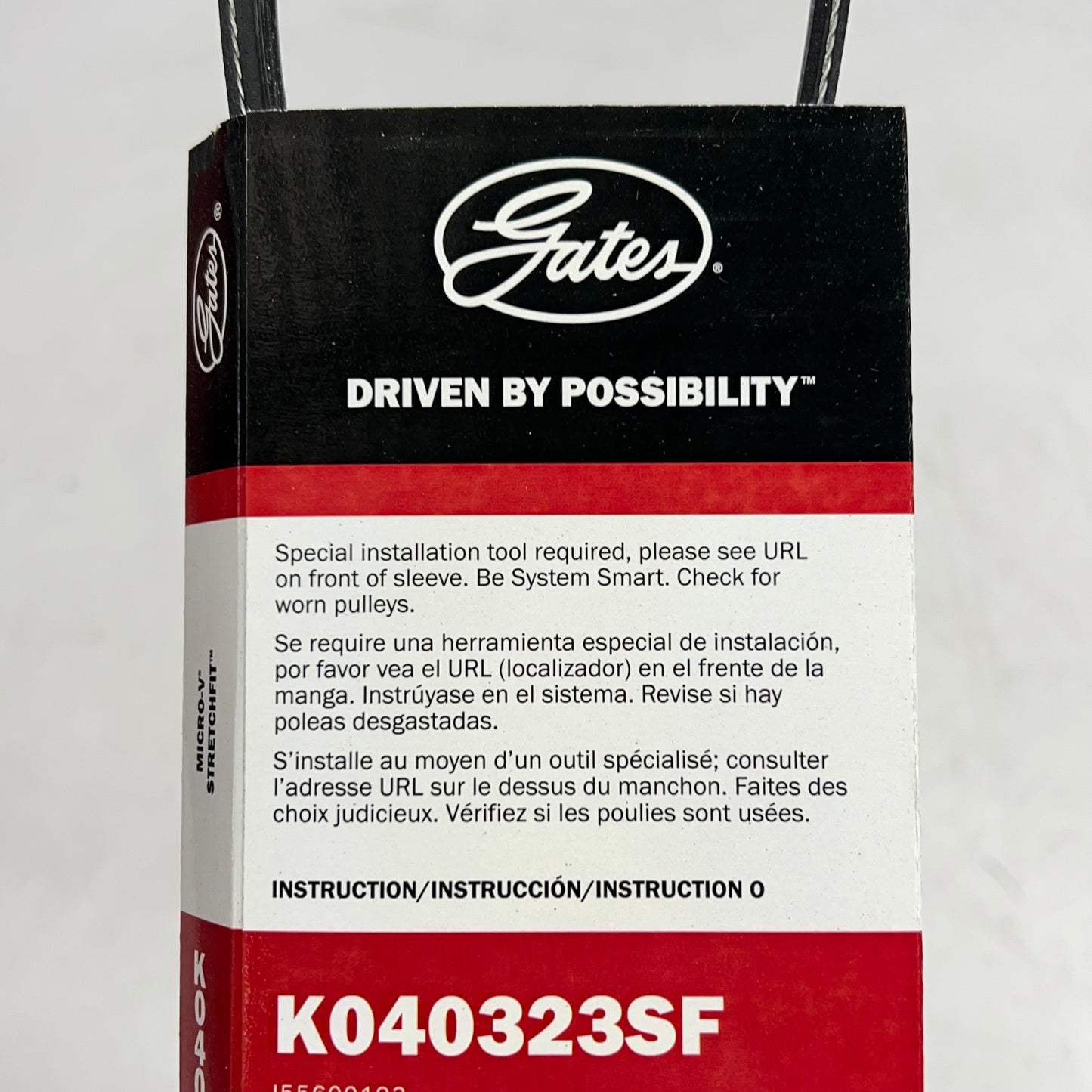 GATES Mirco-v Stretch Fit Epdm Rubber for Bmw Vehicles 32-13/16" Black K040323SF