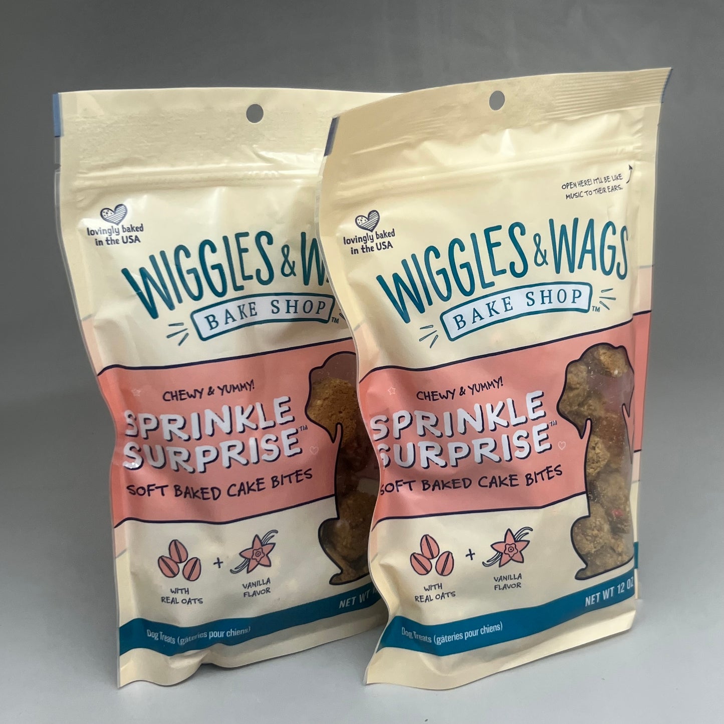 WIGGLES & WAGS Sprinkle Surprise (2-PK!) Dog Food Treats 12oz (Exp 3/25)