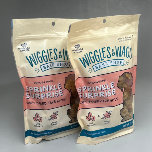 WIGGLES & WAGS Sprinkle Surprise (2-PK!) Dog Food Treats 12oz (Exp 3/25)