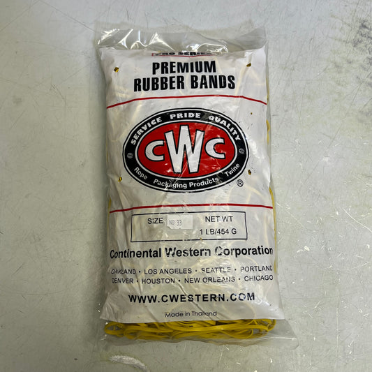 CWC  (1 LB BAG) Rubber Bands #33 1/2" x 1/8"  Yellow Crepe 230466
