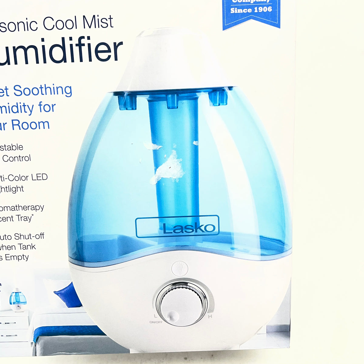 LASKO Ultra Sonic Cool Mist Humidifier 60hr Run Time Rooms Up To 300sq Ft White