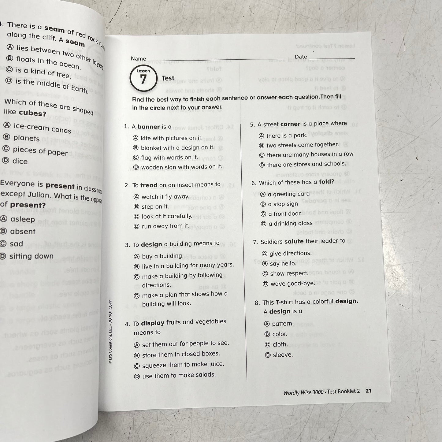 WORDLY WISE 3000 (2 PACK) Direct Academic Vocabulary Instruction Test Booklet 4th Ed