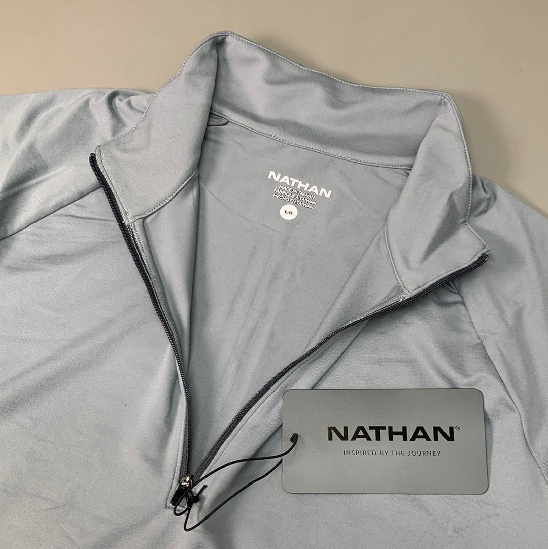 NATHAN Tempo 1/4 Zip Long Sleeve Shirt 2.0 Men's Large Monument Gray NS50960-80128-L (New)
