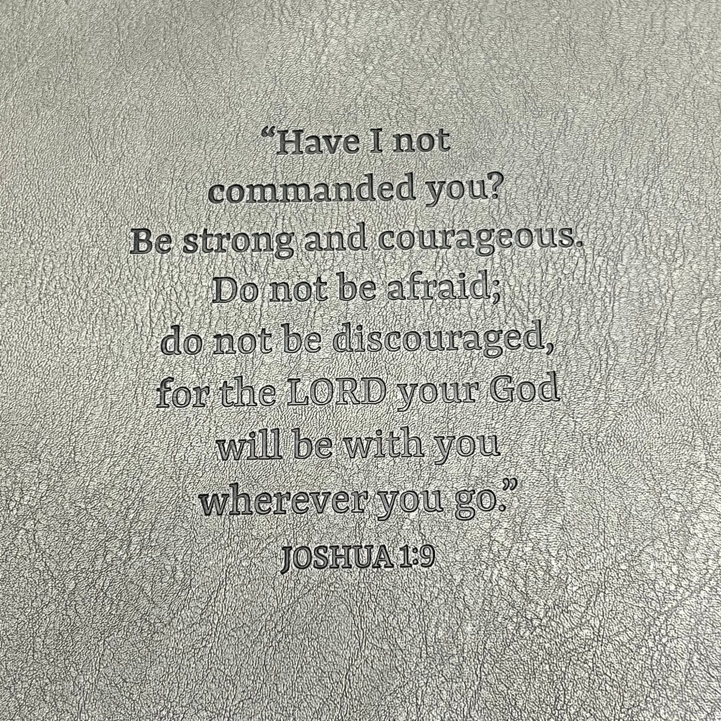 CHRISTIAN ART GIFTS Joshua 1:9 Two-tone Faux Leather Bible Cover 8"x11" Grey