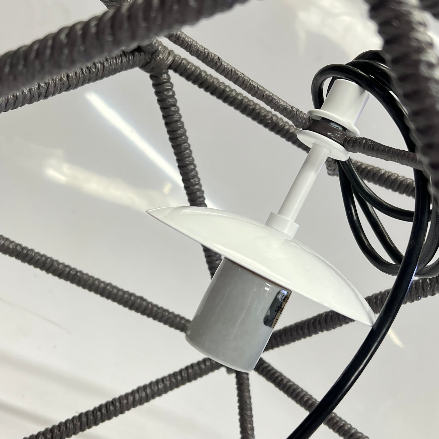 Corded String Pendant Hanging Light Fixture & Hardware 17"x15"x15" Grey