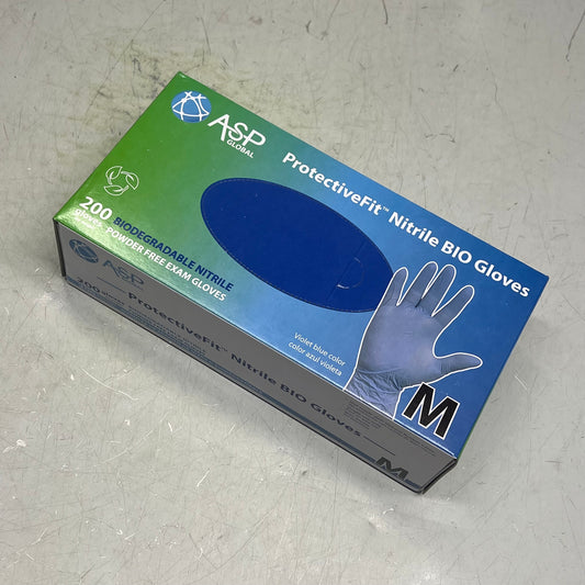 ASP GLOBAL(10 PACK, 200 EACH) Protective Fit Nitrile Bio Gloves Unisex Sz M Blue