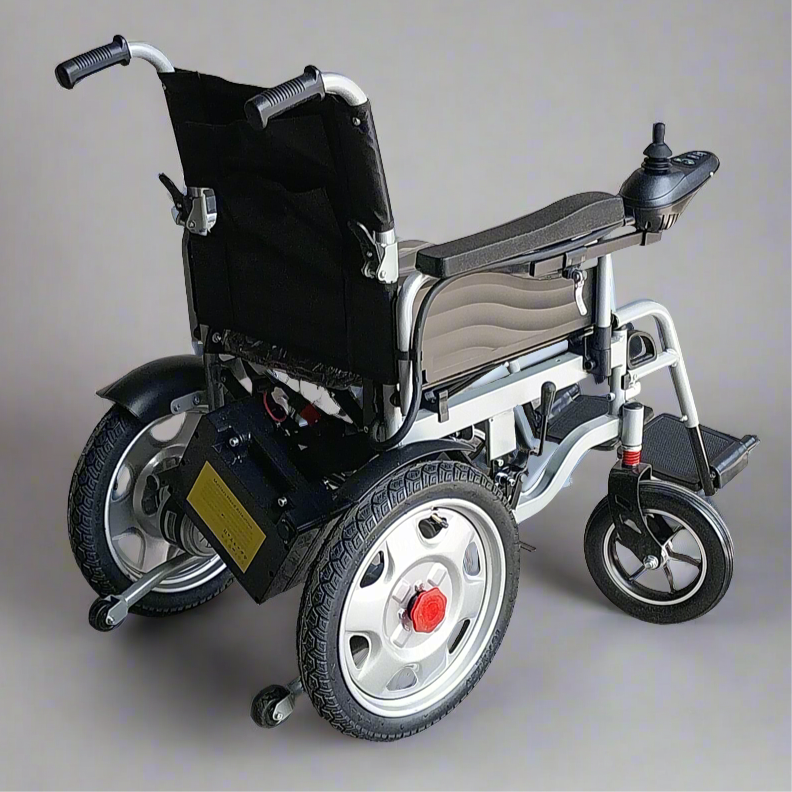 POWER WHEELCHAIR Battery-Powered w/ Joystick Silver & Black Sz 41"x 42"x 24" (New)