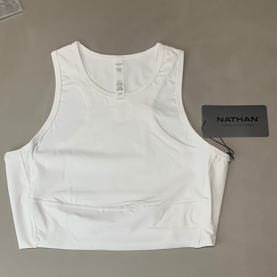 NATHAN Interval Crop Top Women's Sz L White NS51000-90002-L (New)